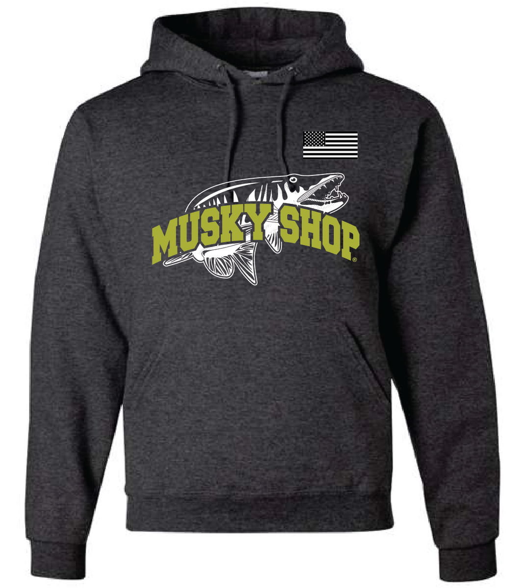 Musky Shop Jerzees NUBlend Black Heather Chart Hoodie