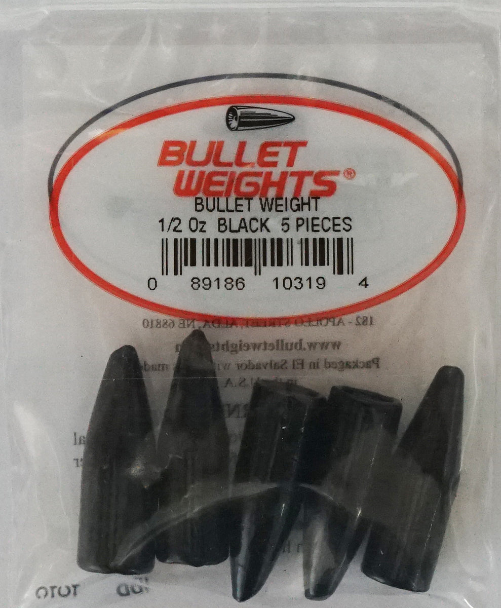 bullet weight hook and bullet Bullet Weights Black Worm Weight 1/2oz (5ct)