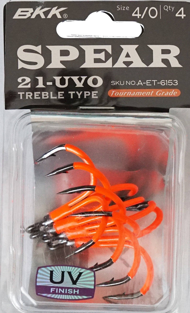 BKK Spear-21 UVO Treble Hooks - Size 5/0 - Super Slide Ultra Violet Orange  Hook