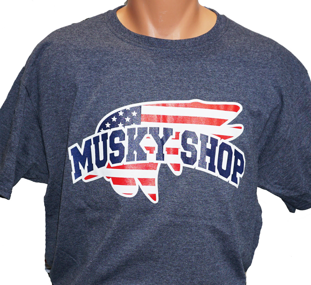 Musky Shop Heather Navy US Logo
