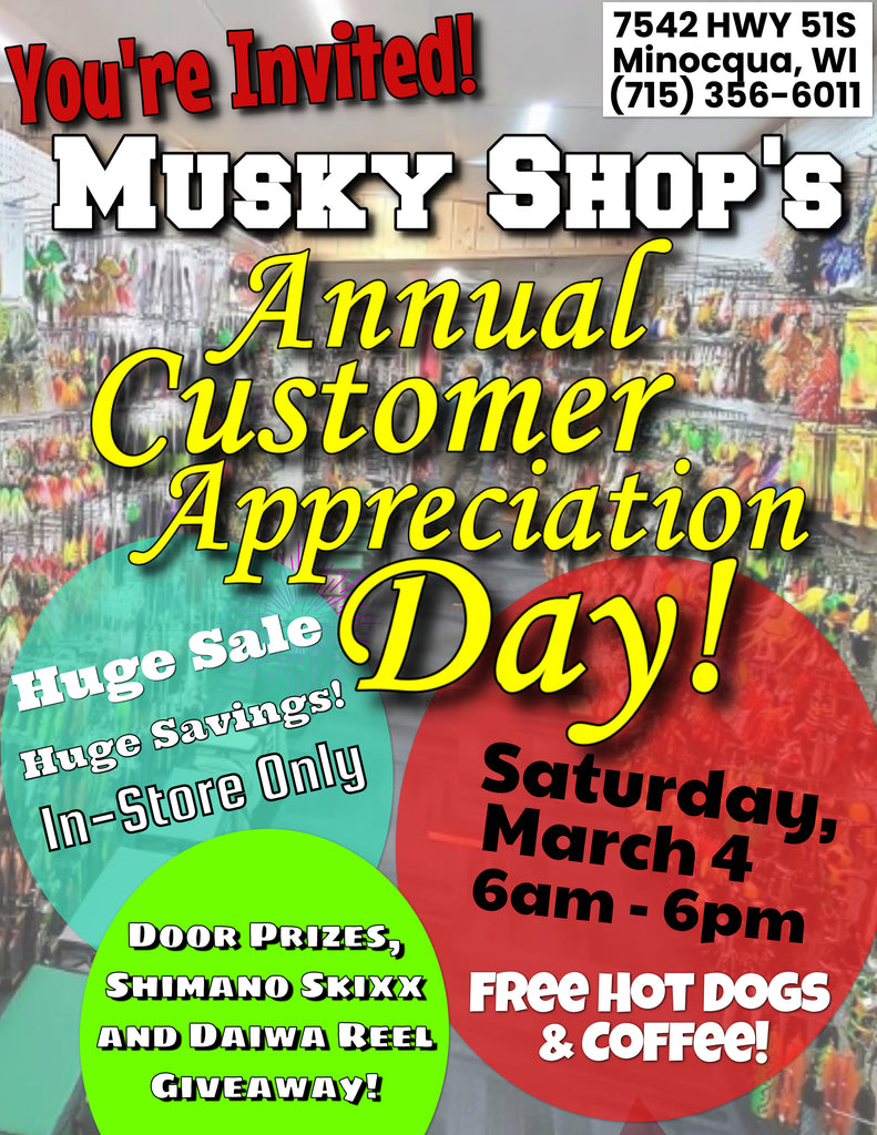 Musky Shop Annual Customer Appreciation Sale on Saturday!!!