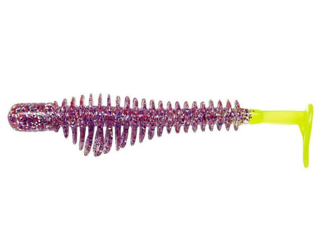 B Fish N Tackle AuthentX Pulse-R Paddle Tail PurpleCracker/Chartreuse Tail; 2.45 in