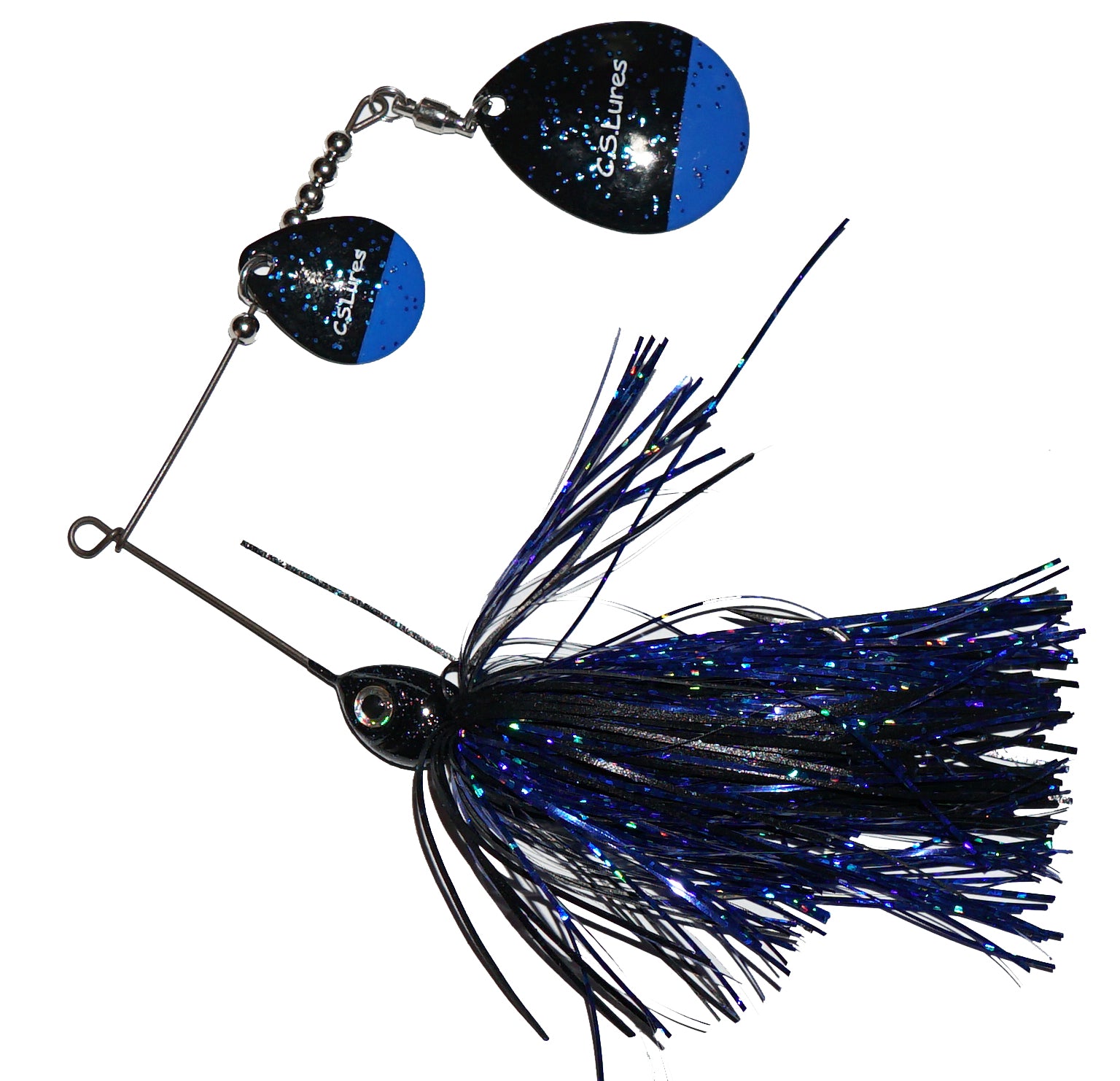 bass lures colorado C.S. lures 3/8oz Colorado Spinnerbait 765 black/org