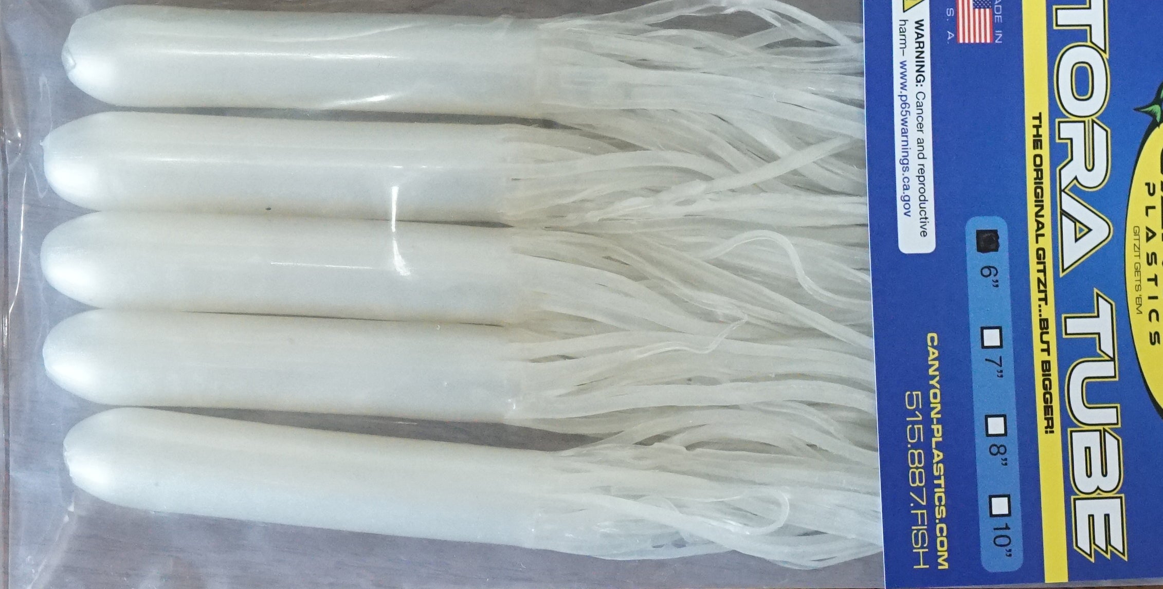 canyon plastics fishing lures Canyon Plastics Gitzit Tubes 5" & 6" pearl White / 6"
