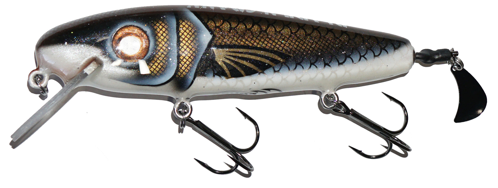 Leurre De Pêche F7 Big Crankbait - Aspect Serpent Gris/Noir - Pour Muskies