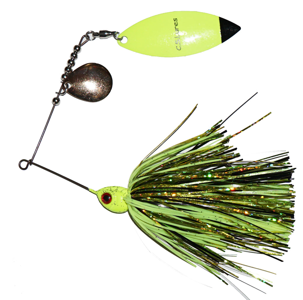 C.S. Lures 3/8oz Colorado Willow Spinnerbait 733 Chart/Silver