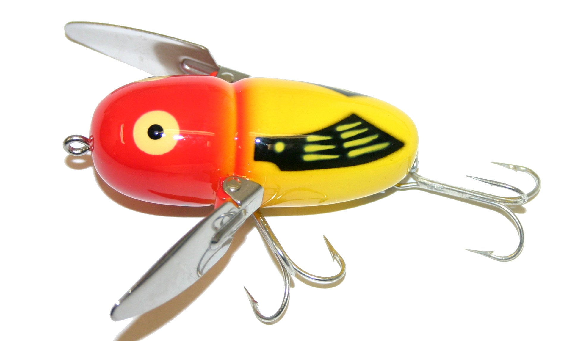 VINTAGE HEDDON CRAZY CRAWLER WOOD LURE in RED & WHITE SHORE