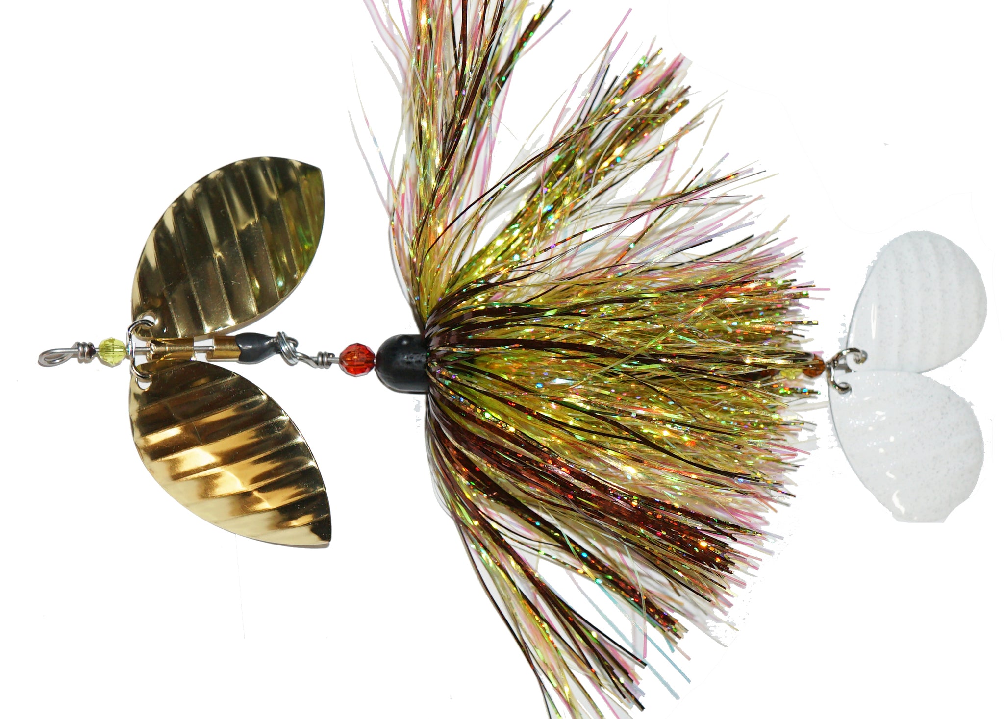 bucktail musky fishing lures RJ 89 buffalo wing (006)Orange/Chartreuse Black. 1 ct. RAPTOR TAIL SPIN