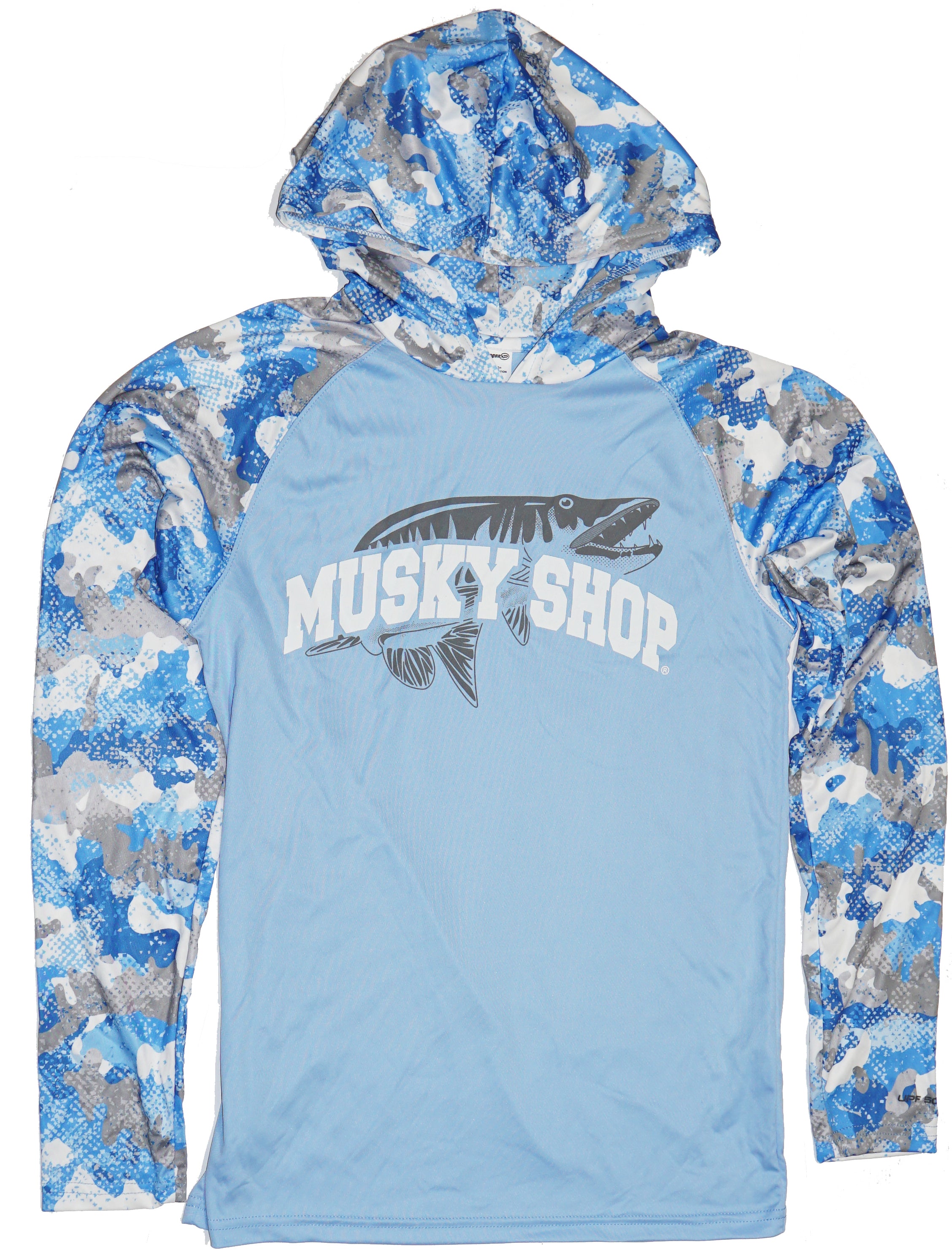 Musky Shop Paragon Sun Hoodie Shirt Blue Mist Camo Small