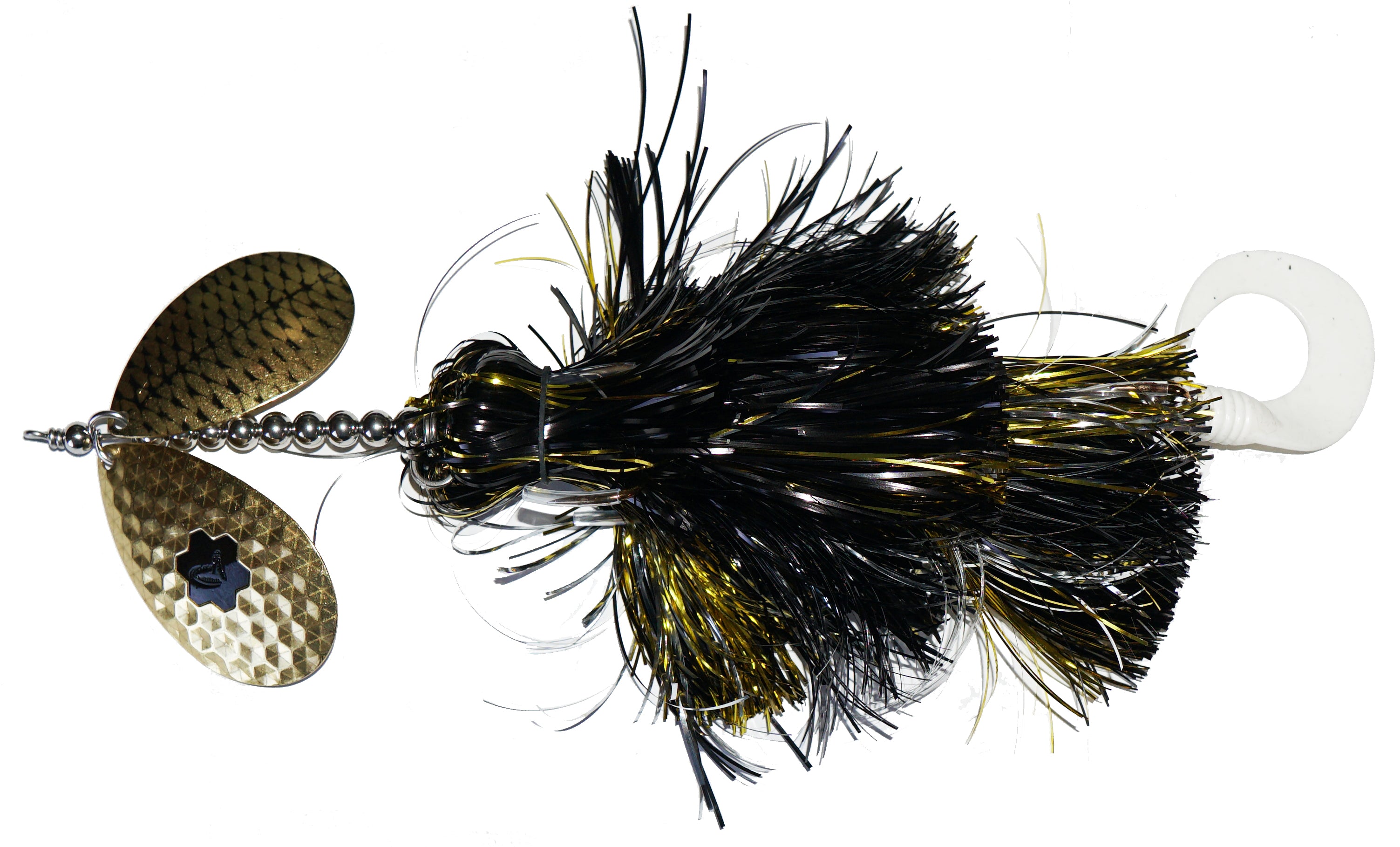 black and yellow aggravator double blade fishing lure Double Blade 8.5/9.5 Bucktail Lure by Savage Gear Black Gold Sucker
