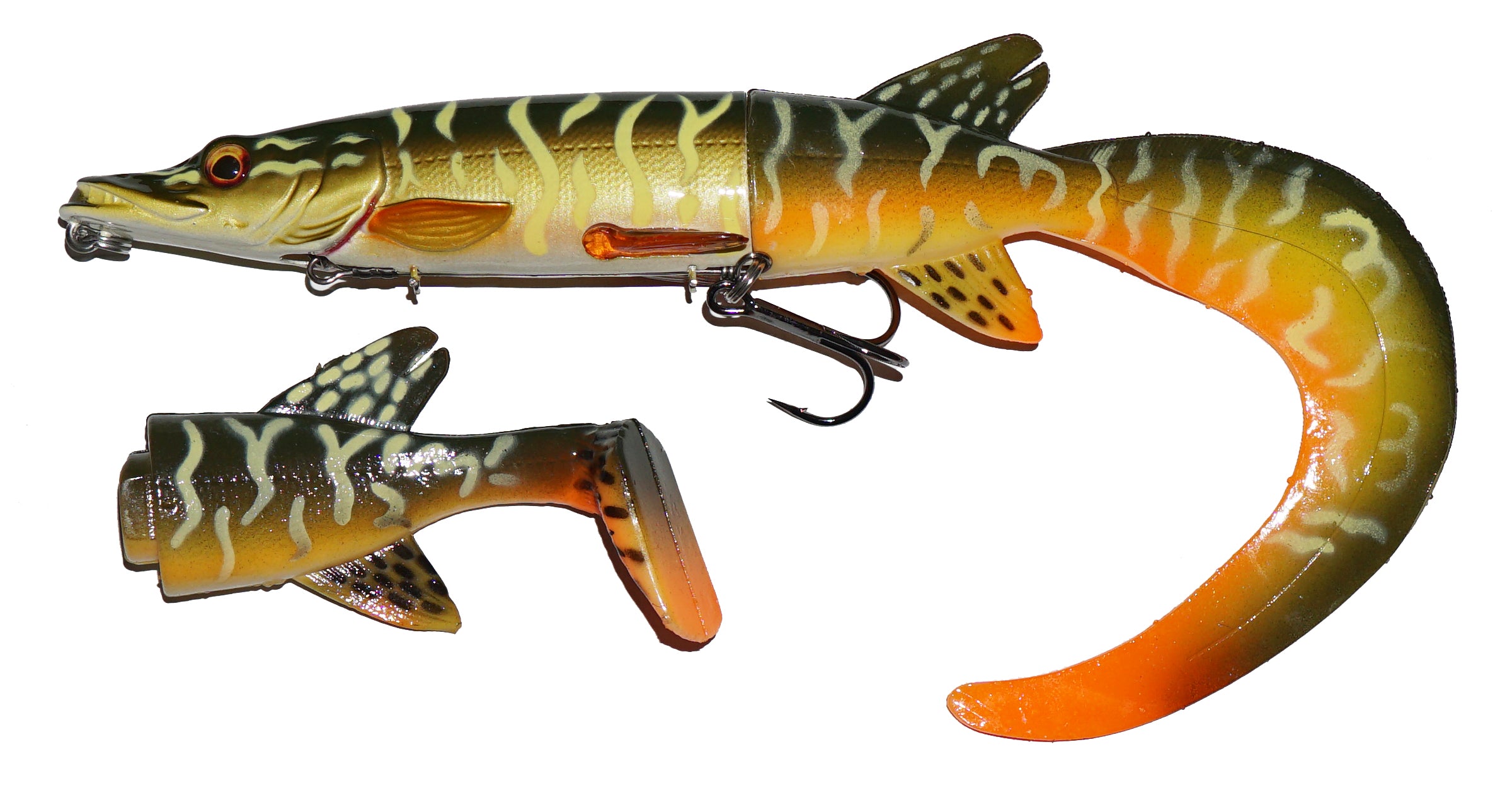 Savage Gear 3D Hybrid Pike, Snoek aas, visaas voor snoek, snoekwobbler, hybride aas, rubberen vissen, wobbler, kleur: Firetiger, lengte/gewicht: 17 cm - 45 g Savage Gear 3D Hybrid Pike, Snoek aas, visaas voor snoek, snoekwobbler, hybride aas, rubberen vissen, wobbler, kleur: Firetiger, lengte/gewicht: 17 cm - 45 g