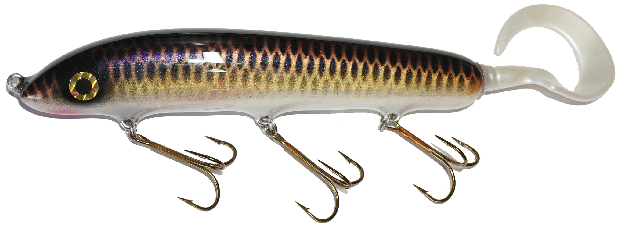 dog fishing pole lure Ruff Tackle because its unique concave lip and head design are unmatched for creating a real commotion on the surface Smuttly Dog Crazy Dog 8"