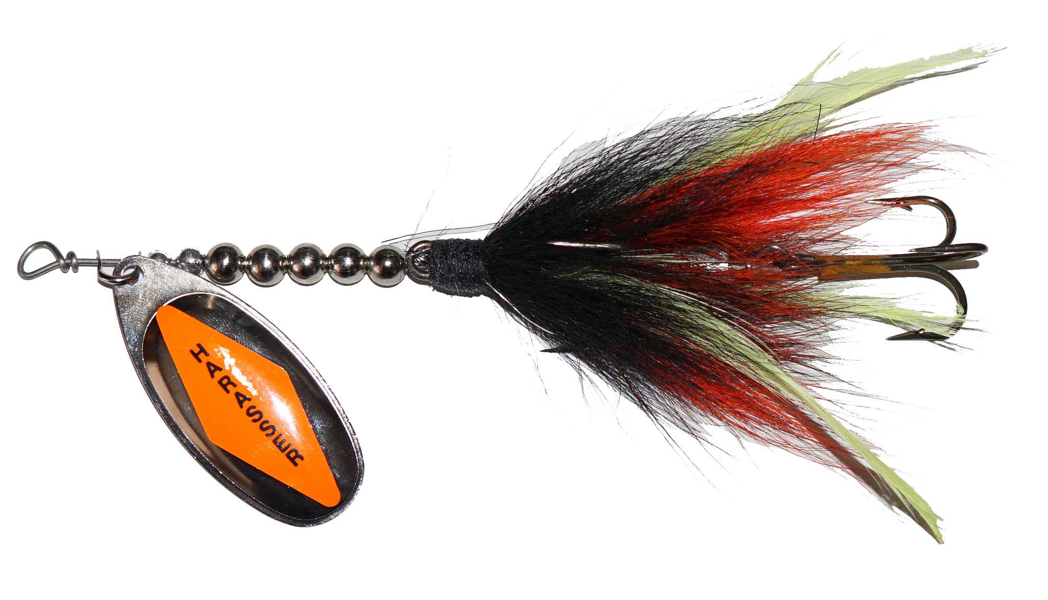bass harasser lure Windels Musky Harasser Single Tail Bucktail (Wisconsin Model) Black Orange Yellow