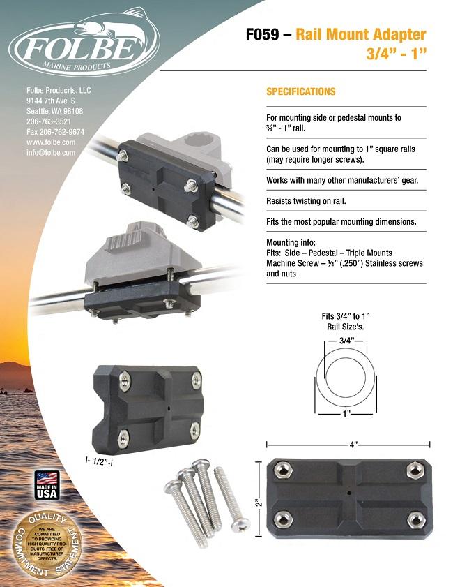 fishing rod holder rail mount Folbe Advantage Rail Mount Kit