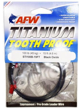 American Fishing Wire Titanium Tooth Proof Single Strand Leader Wire 15ft 75lb