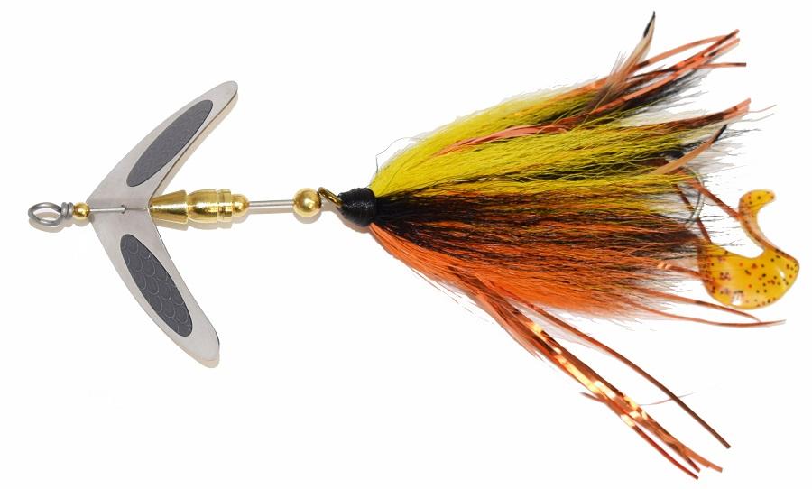 cat 3 fishing lure Cat's Tails Boomerang Bucktail orange/yellow/chartreuse
