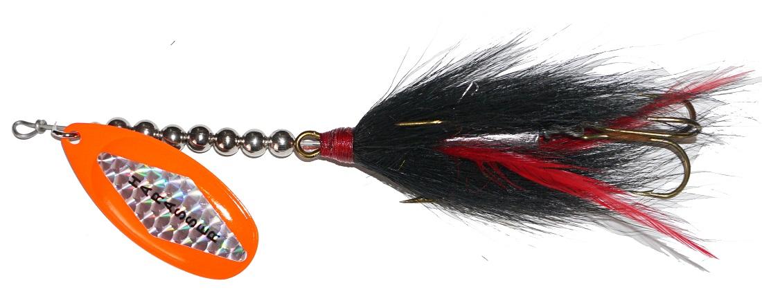 bass harasser lure Windels Musky Harasser Single Tail Bucktail (Wisconsin Model) black/flo orange