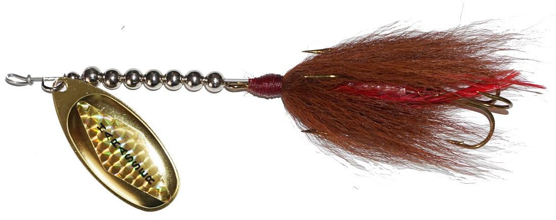 bass harasser lure Windels Musky Harasser Single Tail Bucktail (Wisconsin Model) brown/gold