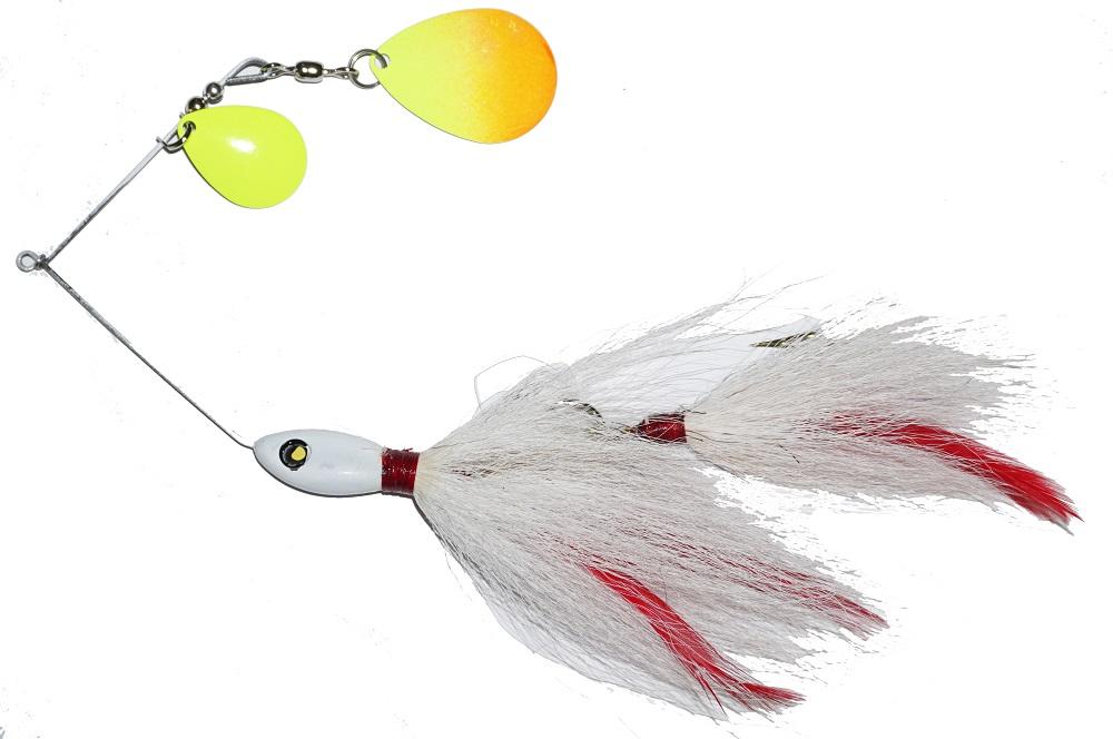 Bucktail Musky Pike Muskie Fishing Lure Spinner Bait 8 Long 1.7 Oz  Colorado 8 Blades 5/0 Treble Hook (White), Spinners & Spinnerbaits -   Canada