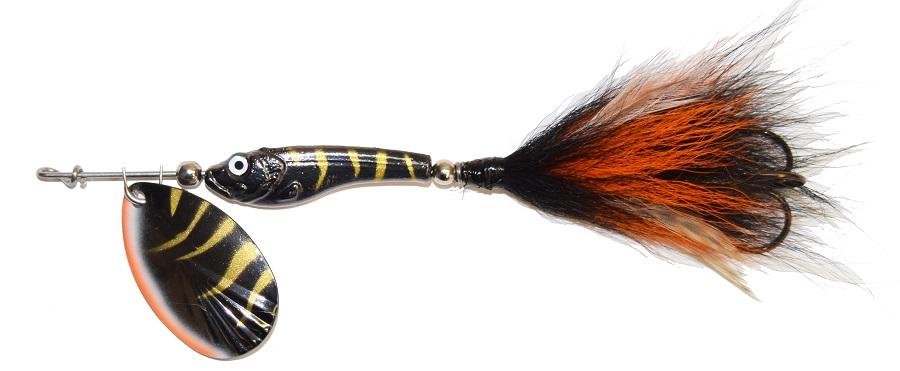 RJ Lures Esox Mini Tiger Tail Bucktail Cherry Bomb