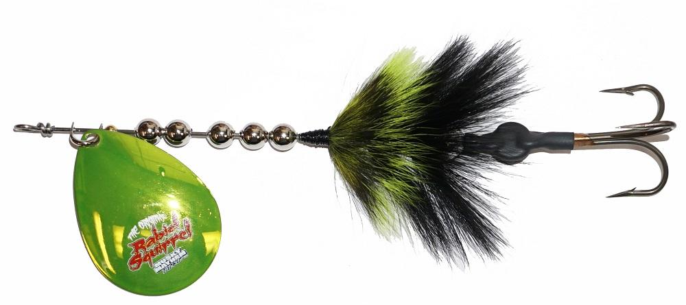 Musky Mayhem Tackle Rabid Squirrel 5 Single Blade Bucktail Black Green FLO Green