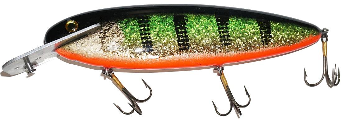 big jon fishing lures HeadLock 10" Standard Orange Glitter Perch