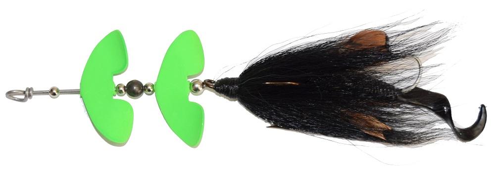 Cat's TOPWATER Bucktail Black w/ Lime Blades