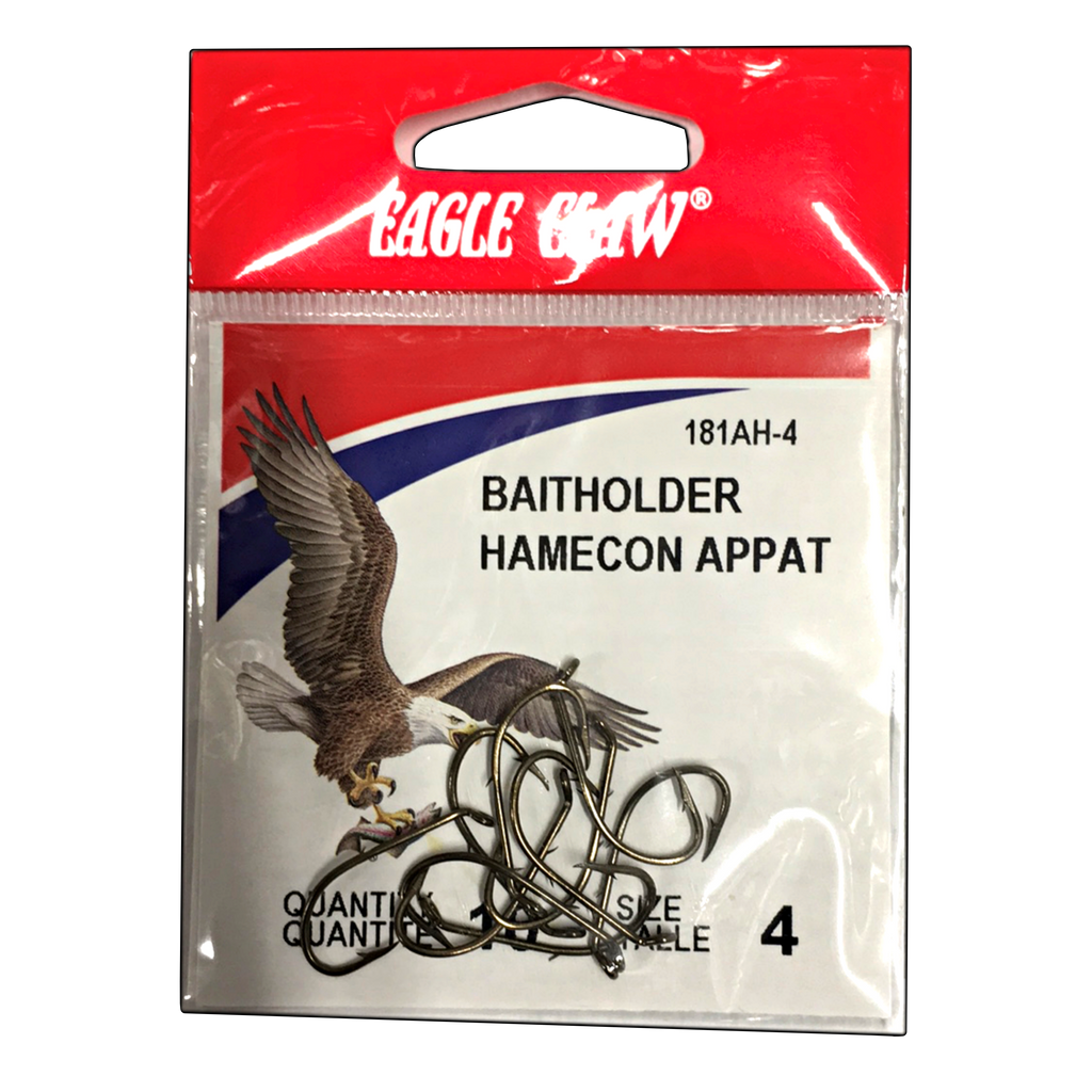 Eagle Claw Baitholder Hook, Curved/Forged, 2 Sliced, 181A