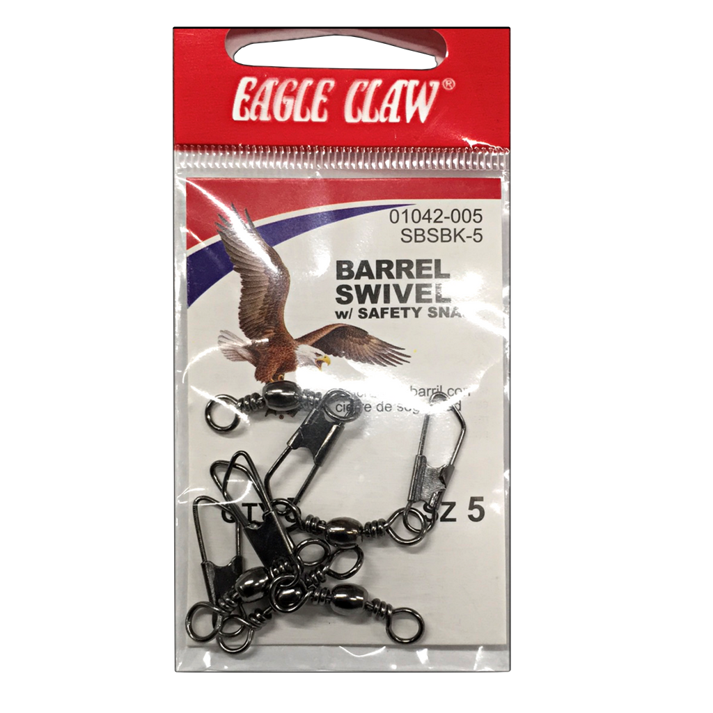 Eagle Claw Black Barrel Swivel with Safety Snap 12