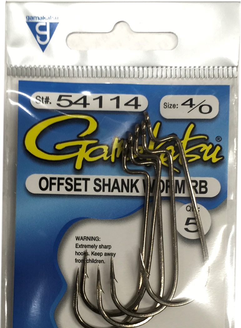 Gamakatsu Offset Shank Round Bend Worm Hook 54115 5/0 Bronze