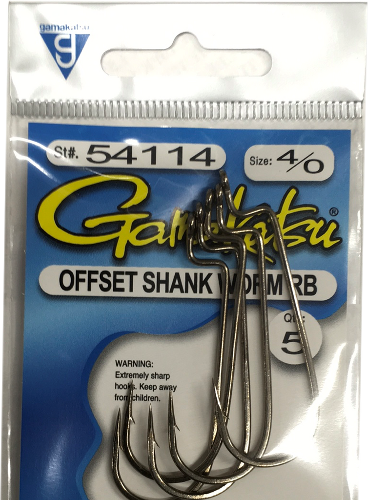 Gamakatsu OFFSET SHANK WORM RB size 5/0 54111-5 (PACK OF 5) 海外 即決