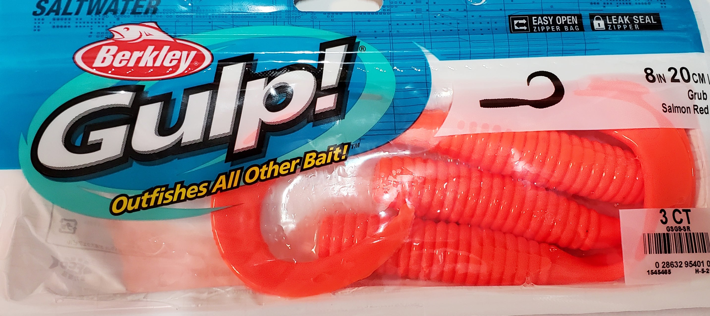 Berkley Gulp! Saltwater Grub - Salmon Red - 8in