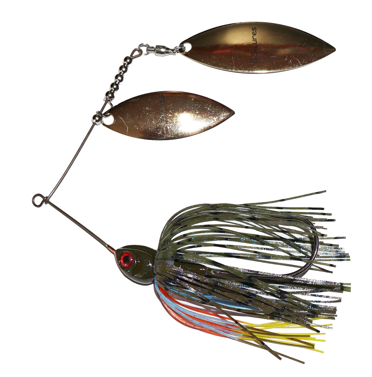 2 oz fishing lures C.S. Lures 1/2 oz Spinnerbait sexy shad 832 / willow & colorado