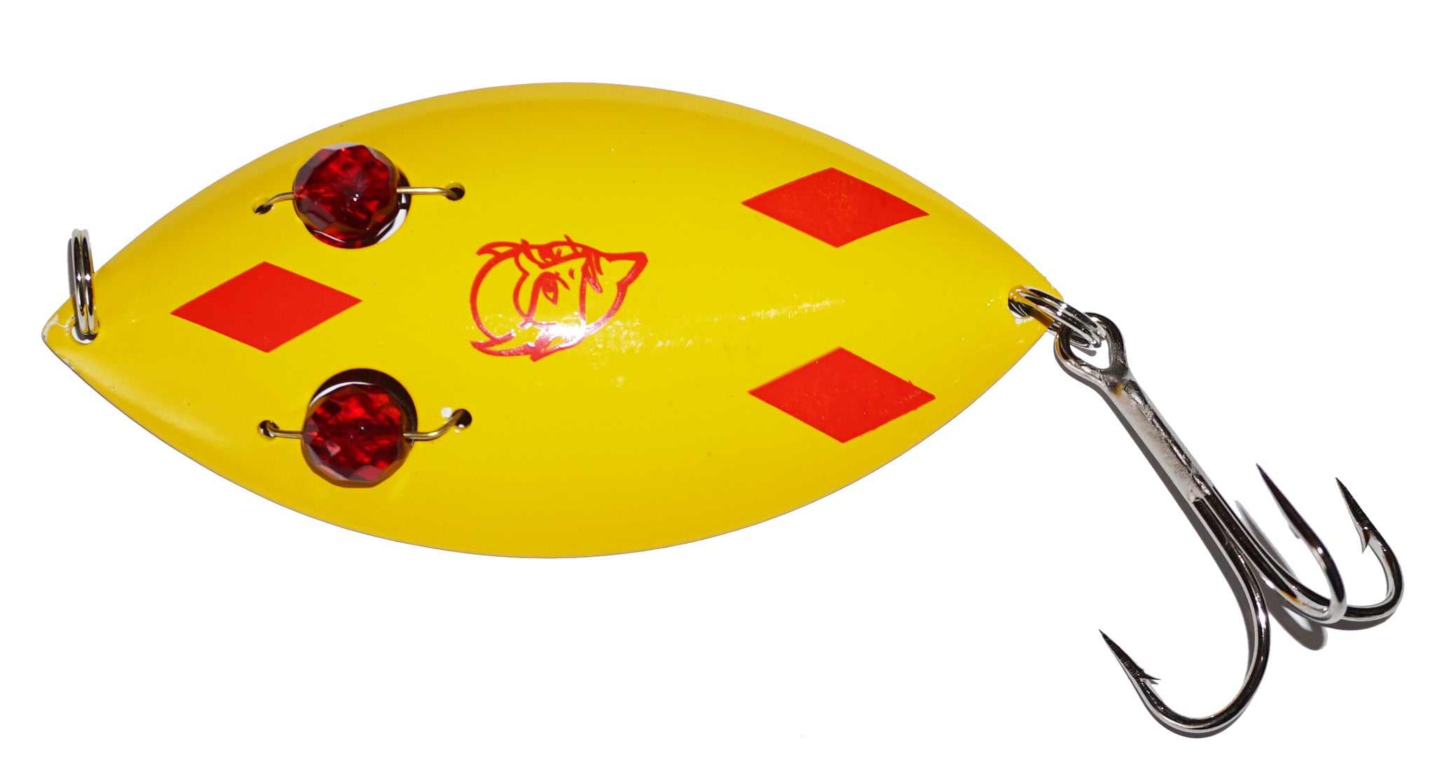 Lot de 6 leurres de pêche à la cuillère Red Eye Muskie Wiggler + 3