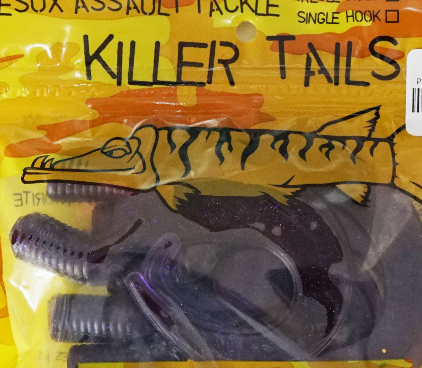 esa fish hooks Esox Assault Killer Tails Grub clear holo flake 7.5"