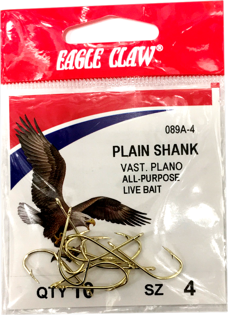 eagle mills fish hooks Eagle Claw Plain Shank Hook Gold / 6