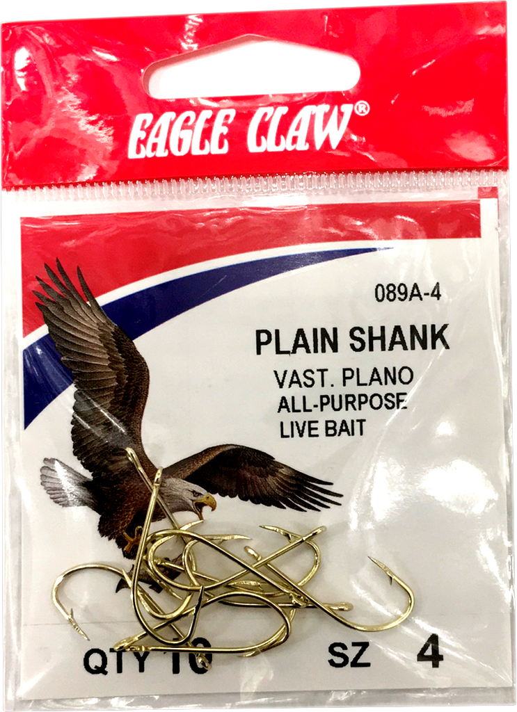 Eagle Claw Plain Shank Offset Hook, Gold 089A-2
