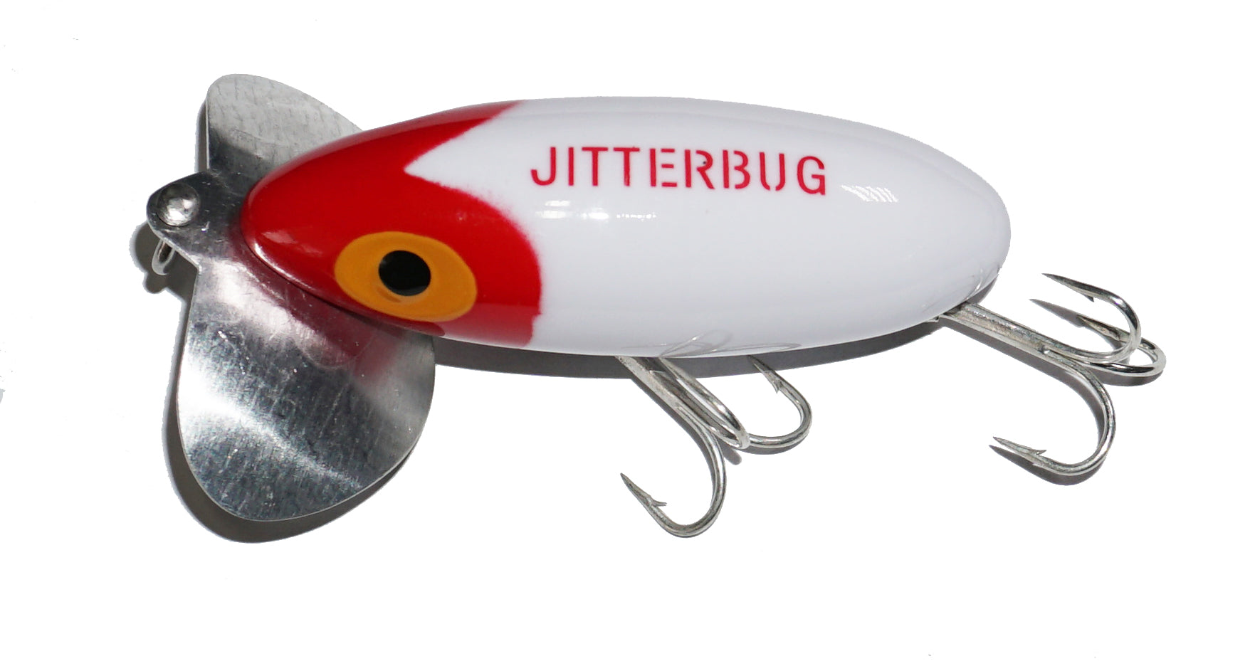 Arbogast Jitterbug White Red Head