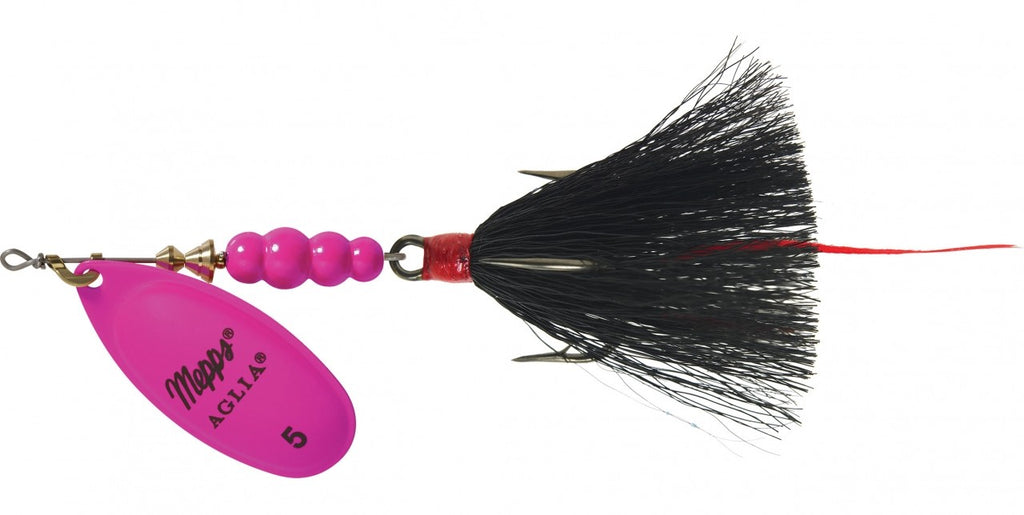Mepps Hot Pink & Black Aglia Dressed Fishing Lure