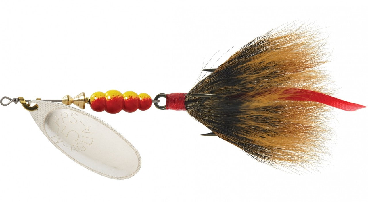 Mepps #5 Aglia Bucktail brown red White silver
