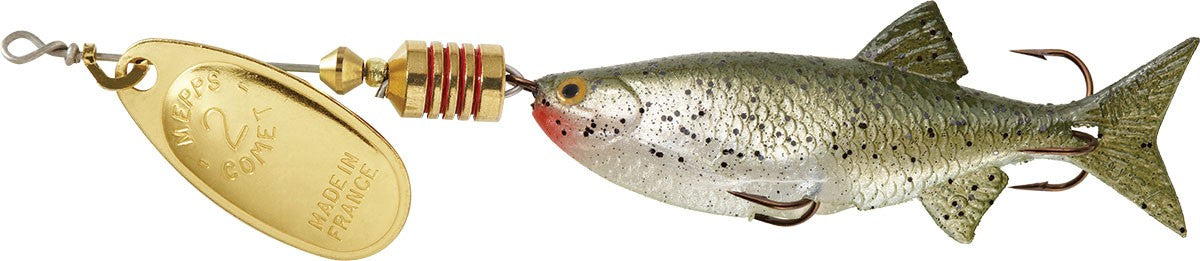 Mepps Comet Mino Bucktail Shad/Gold Red White