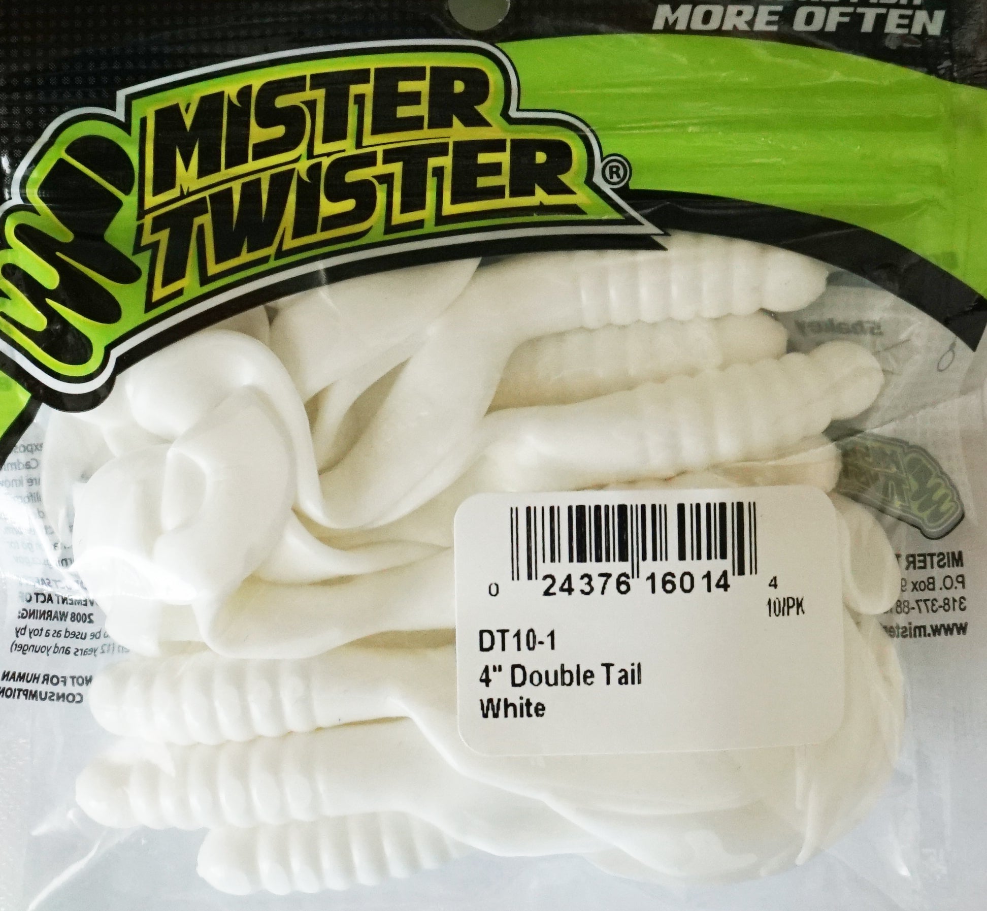 double tail grub fishing lures Mister Twister Double Tail 4" / White