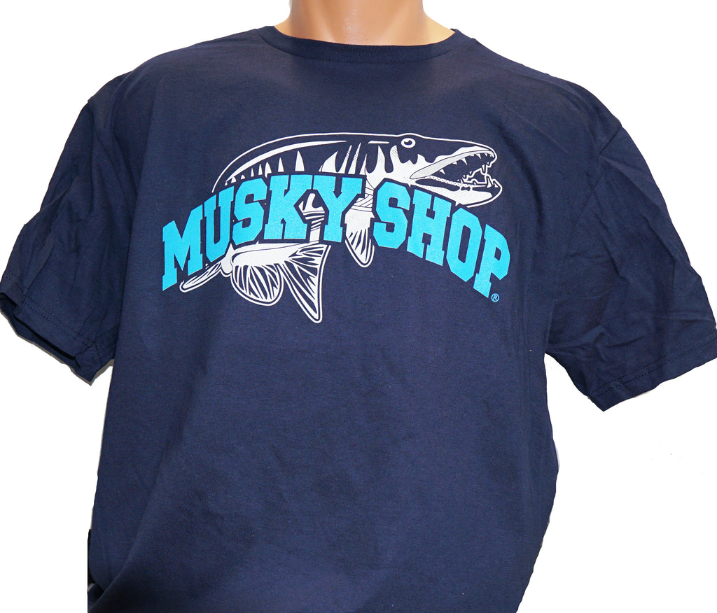 Musky Shop Gildan Cotton Short T-Shirt Navy White Blue 4XL