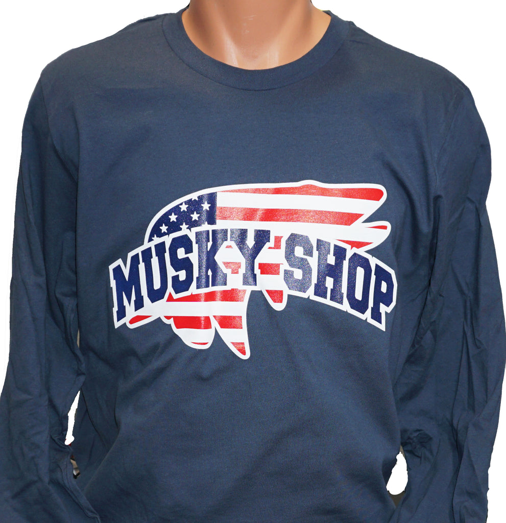 Musky Shop Navy US Logo Long Sleeve T-Shirt