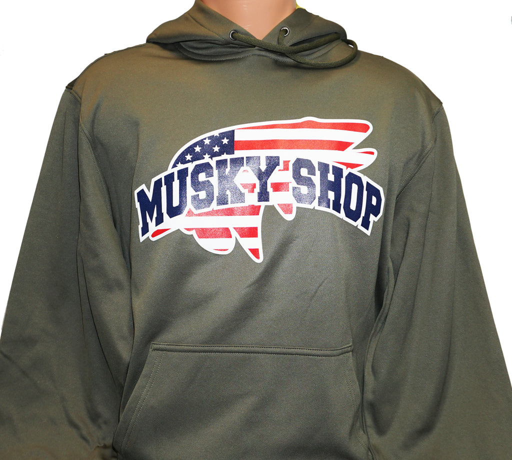 Musky Shop Military Green Sport Wick Hoodie