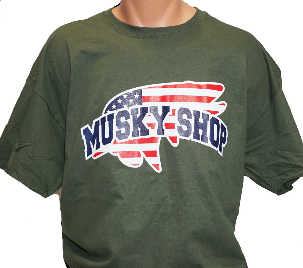 Musky Shop Military Green US Logo T Shirt