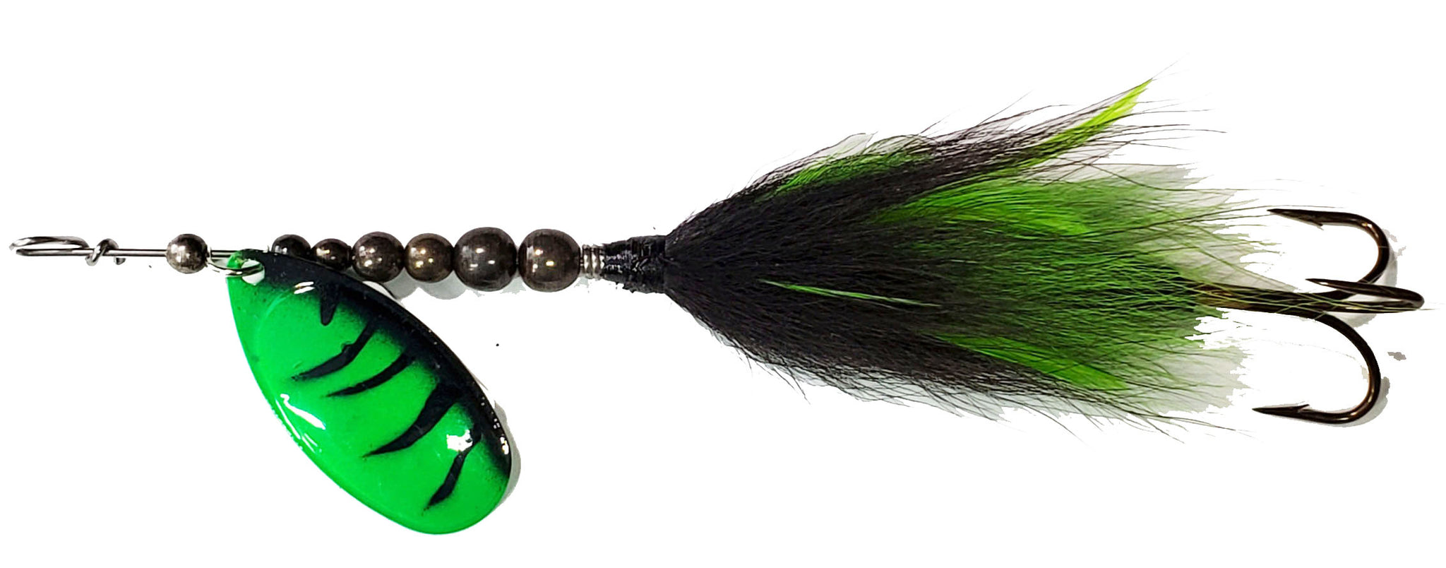 RJ Lures French Tail Bucktail Black green