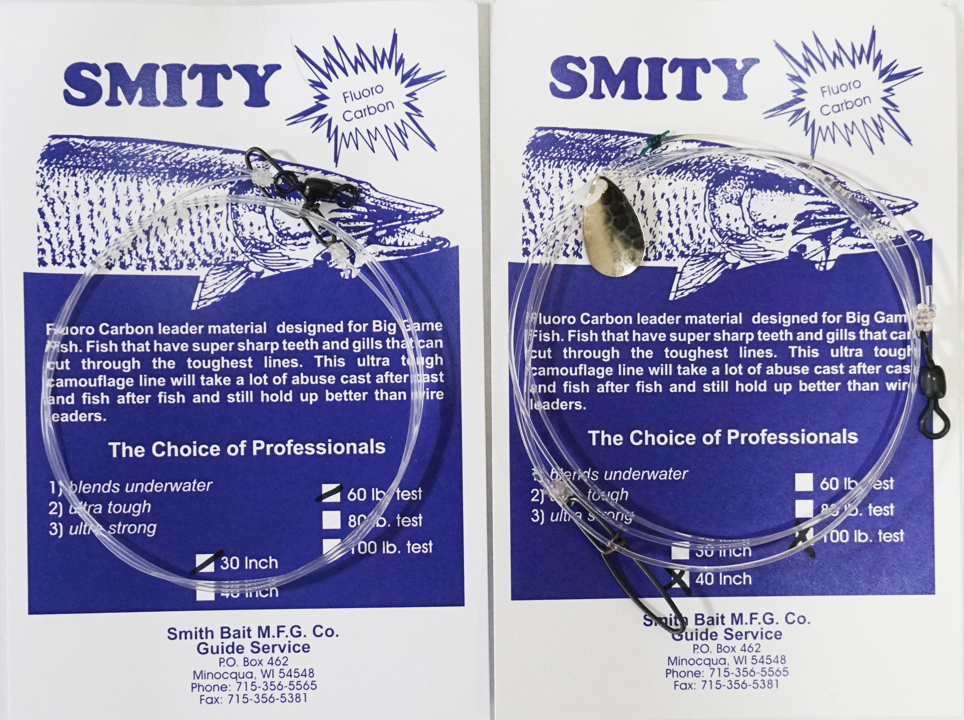 Smity's Fluorocarbon Trolling Leaders W/ Crane Swivels/Cross Loc Snap –  Musky Shop