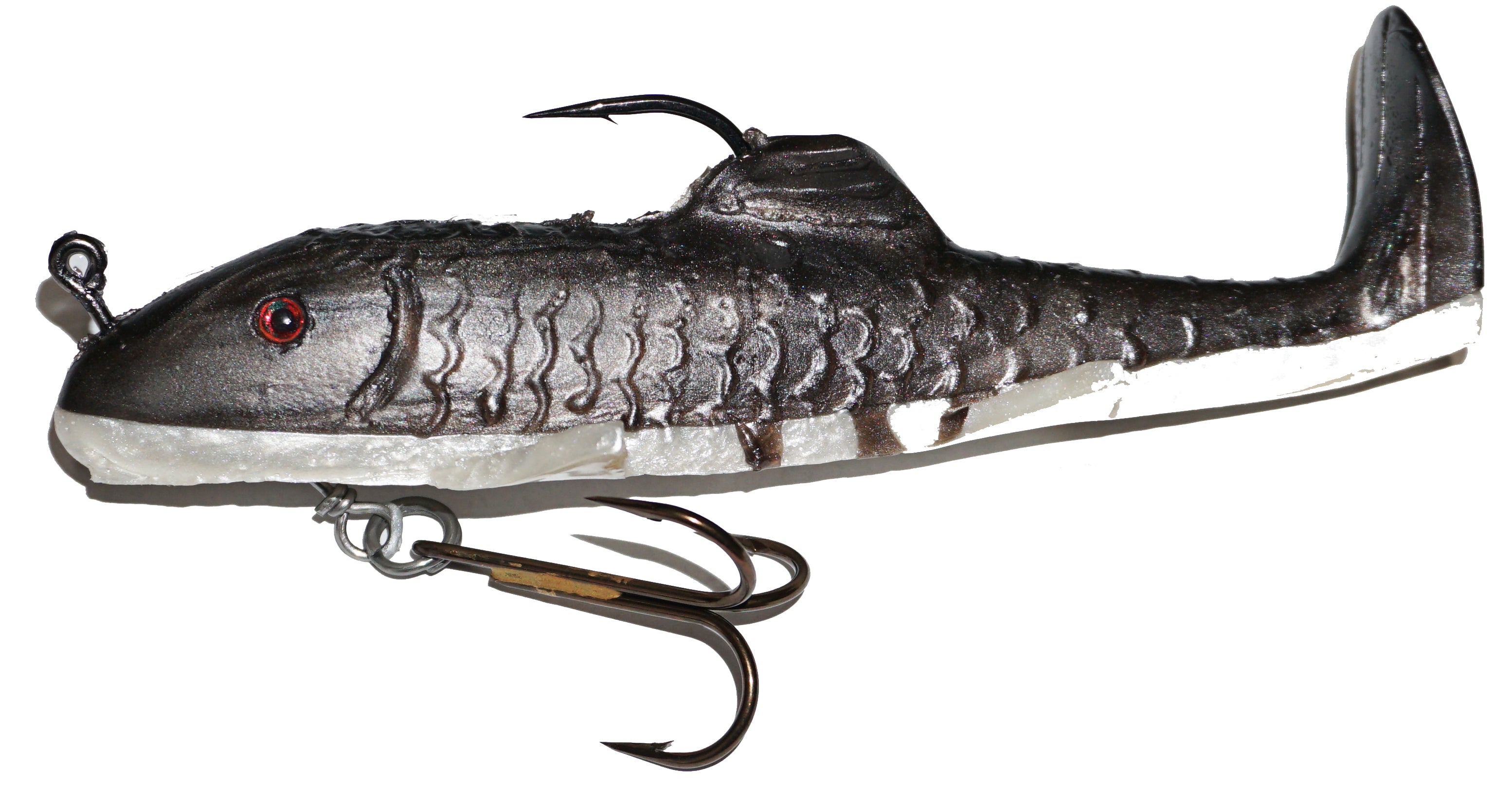 Suick Suzy Sucker 6 Swim Bait Black Orange Tail