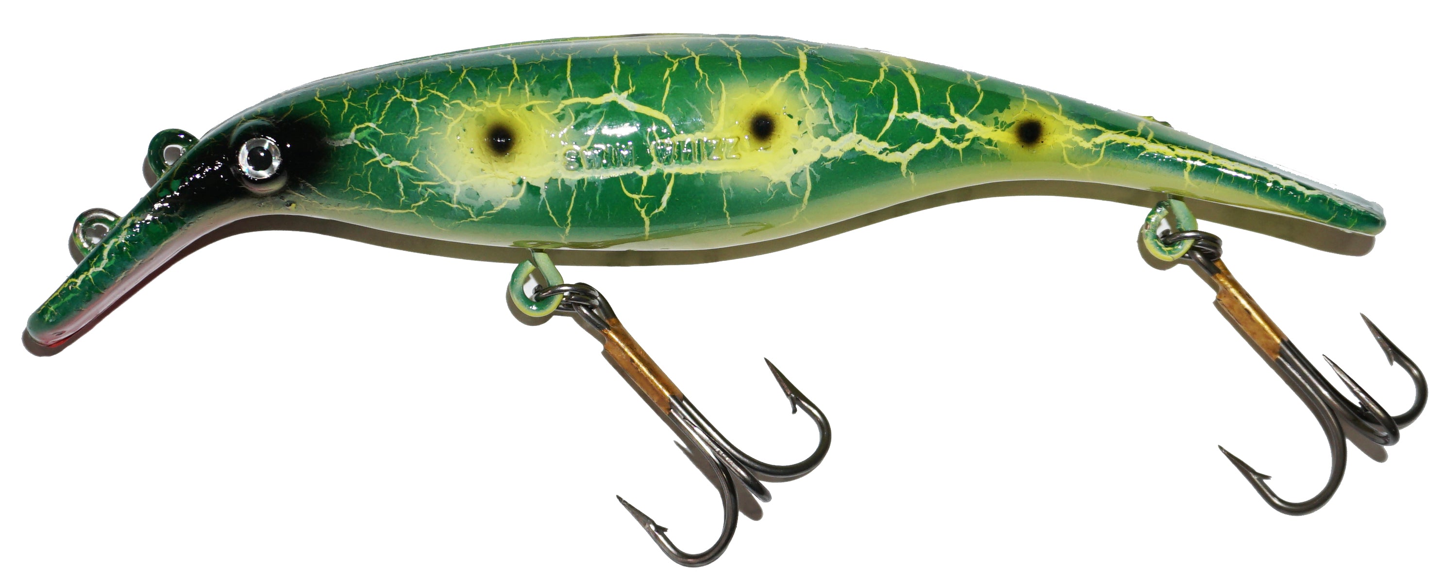 big bear fishing lures swim whiz Big Bear Products Swim Whizz 8" Straight Crankbait perch/yellow belly
